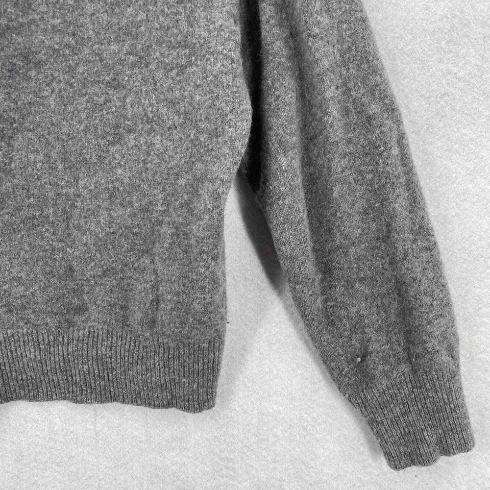 J Crew Fisherman Ragg‎ Sweater Mens XL 100% Lambswool Shawl Collar Gray Grandpa